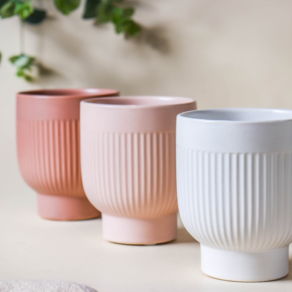 Ribbed Ceramic Vase