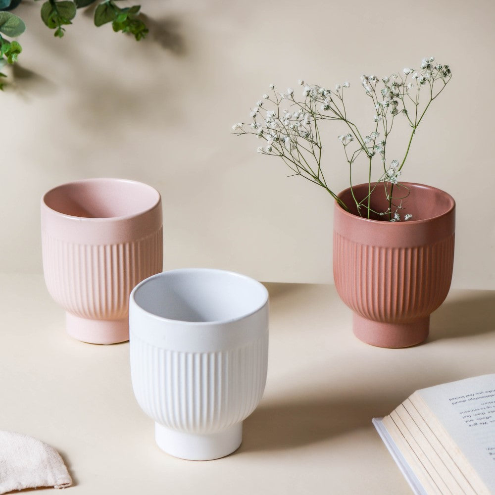 Ribbed Ceramic Vase