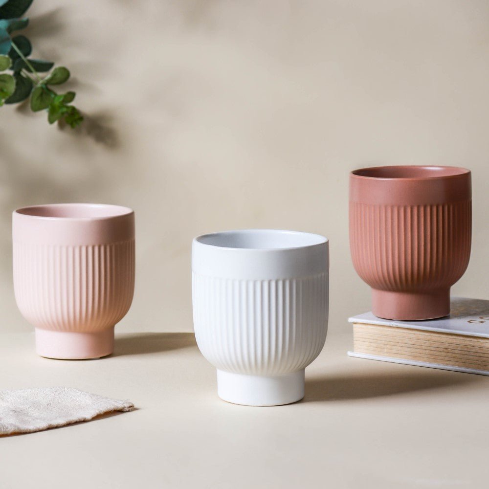 Ribbed Ceramic Vase