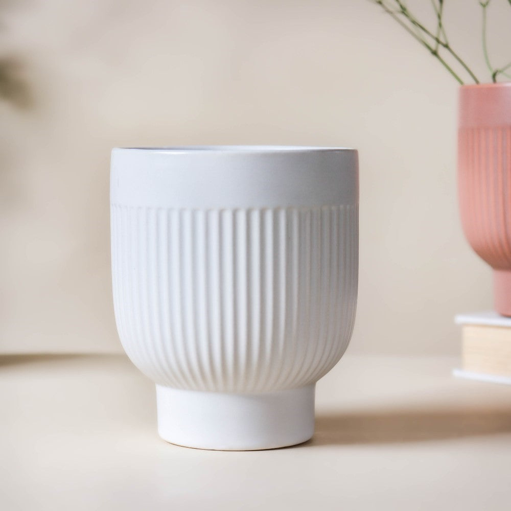 Ribbed Ceramic Vase