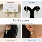 Butterfly Pearl Drop Earrings