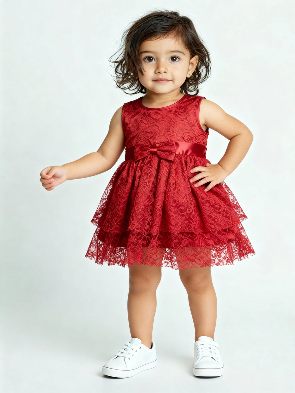 HOP Baby Red Lace Detailed Party Dress