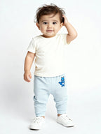 HOP Baby Blue Printed Mid-Rise Cotton Pants - Pack of 3