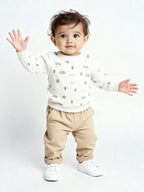 HOP Baby Off-White Embroidered Sweater