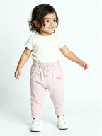 HOP Baby Pink Solid High-Rise Cotton-Blend Pants