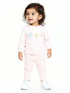 HOP Baby Pink Floral Cotton Sweatshirt and Pants Set