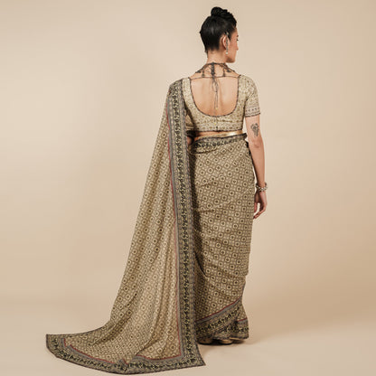 Warm Beige Saree Set | CHAR