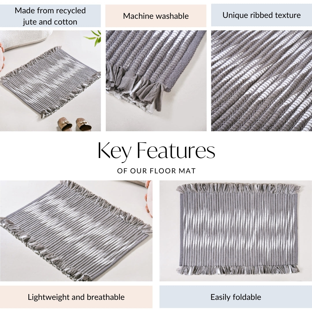 Dark Grey Cotton Weave Floor Mat 85x62cm