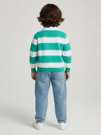 HOP Kids Teal Striped Pattern Cotton Polo Sweater