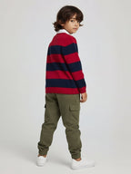 HOP Kids Red Striped Cotton Polo Sweater