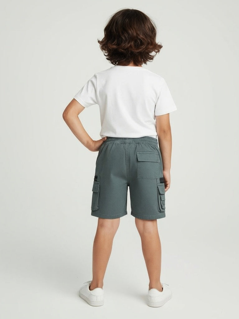 HOP Kids Olive Mid-Rise Cotton-Blend Cargo Shorts