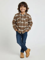 HOP Kids Brown Checked Design Cotton Shacket