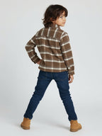 HOP Kids Brown Checked Design Cotton Shacket