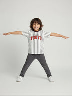 HOP Kids White Striped Cotton T-Shirt