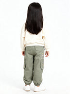 HOP Kids Sage Floral Embroidered Mid-Rise Cotton Joggers