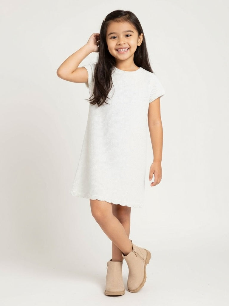 HOP Kids White Knitted Bodycon Dress
