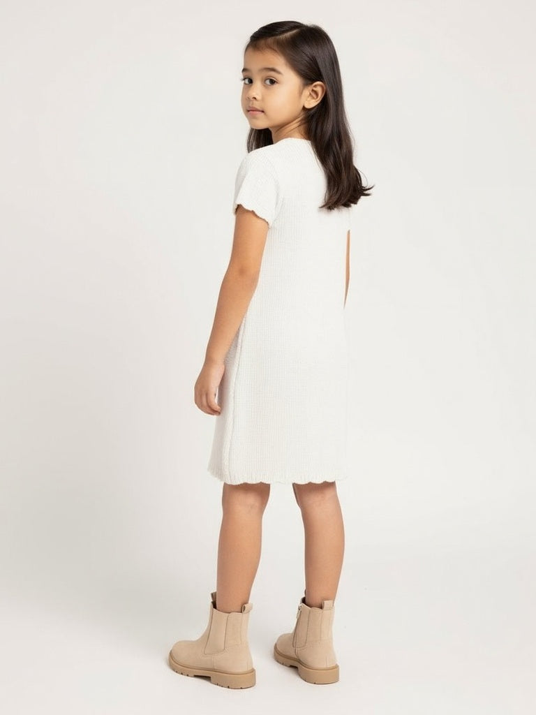 HOP Kids White Knitted Bodycon Dress