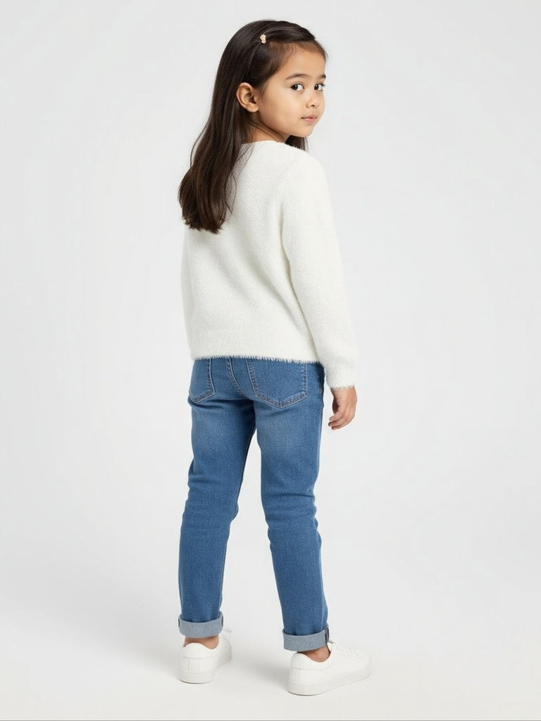 HOP Kids White Teddy Design Sweater