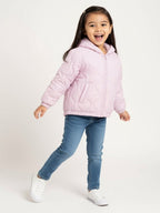 HOP Kids Dusty Pink Quilted Hooded Jacket