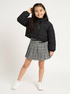 HOP Kids Navy Checkered High-Rise Skirt
