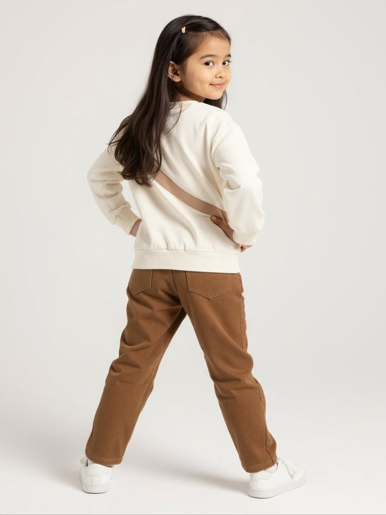 HOP Kids Off-White Animal Design Cotton-Blend Sweatshirt