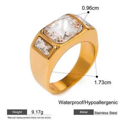 Zircon Studded Gold Chunky Ring