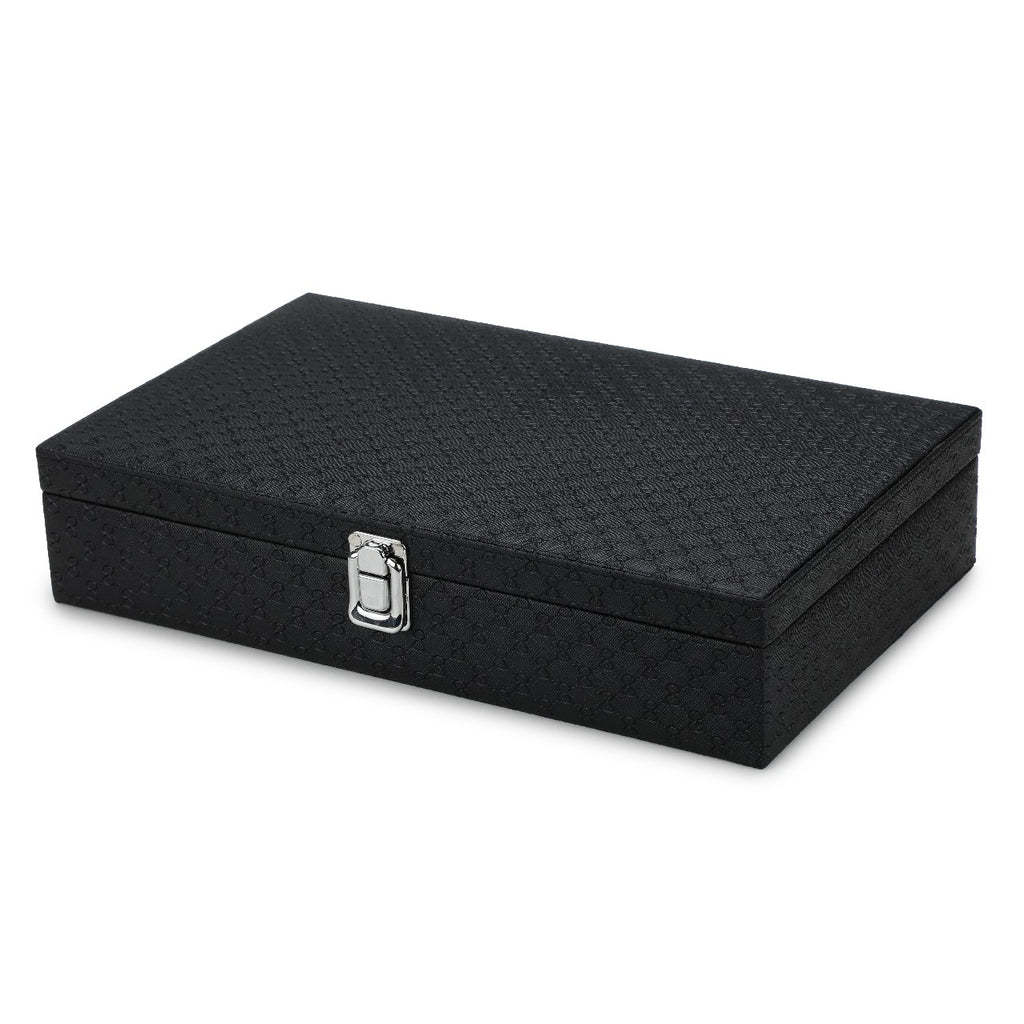 Deluxe 12-Slot Watch Display Case with Gray Velvet Interior