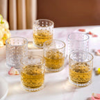 Diamond Embossed Whiskey Glasses Set Of 6 220ml