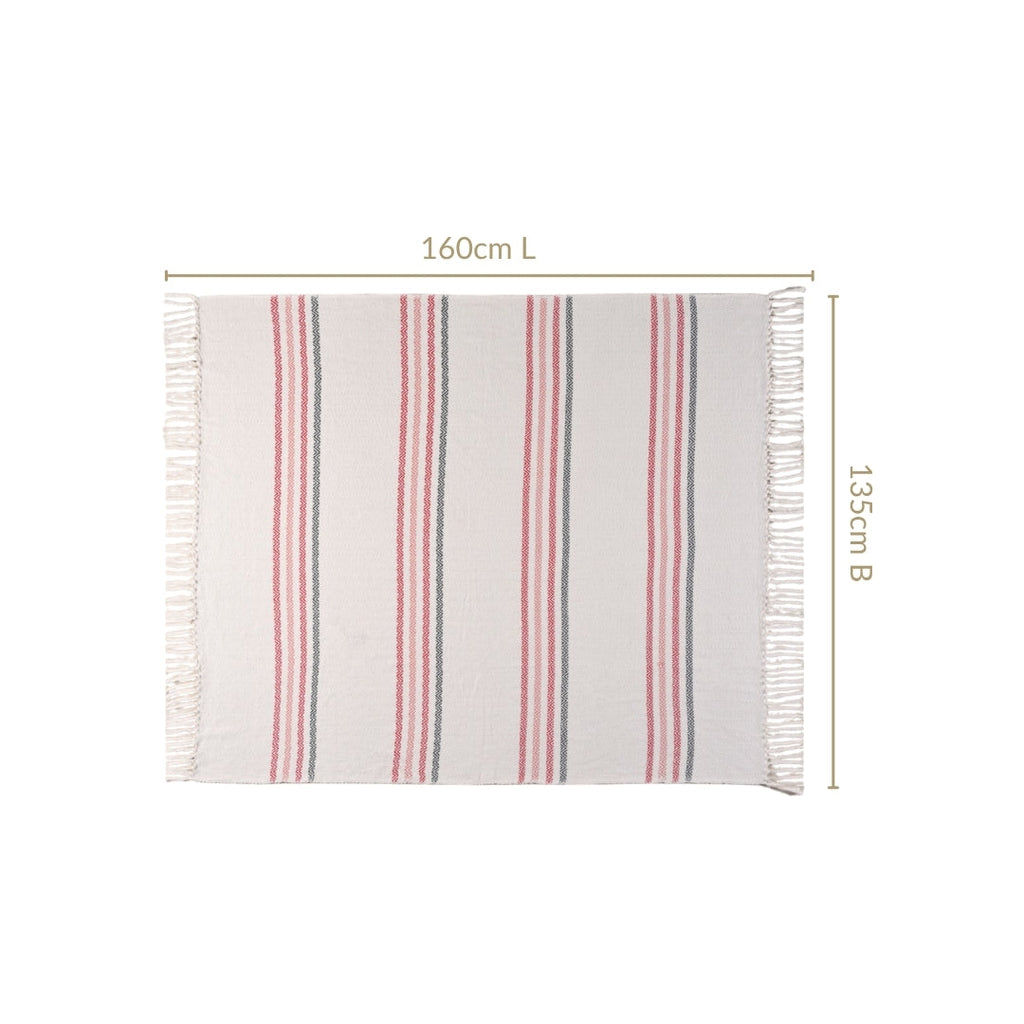 Chevron Stripe Pure Cotton Throw Blanket White