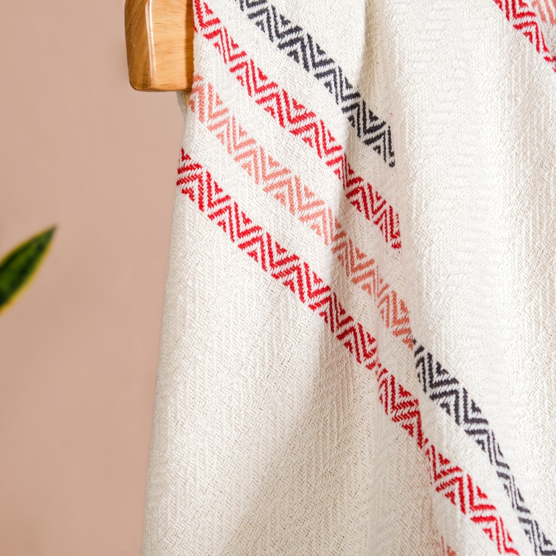 Chevron Stripe Pure Cotton Throw Blanket White