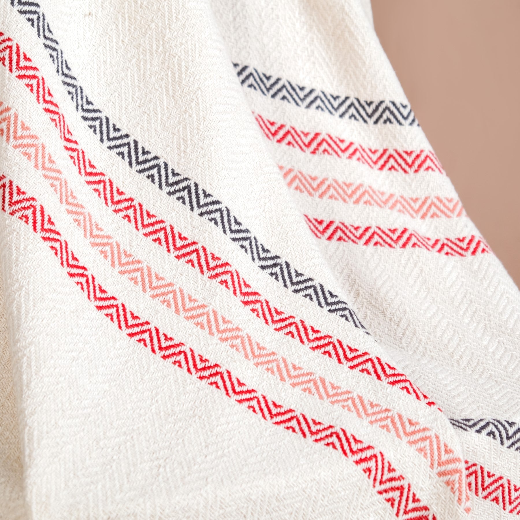 Chevron Stripe Pure Cotton Throw Blanket White