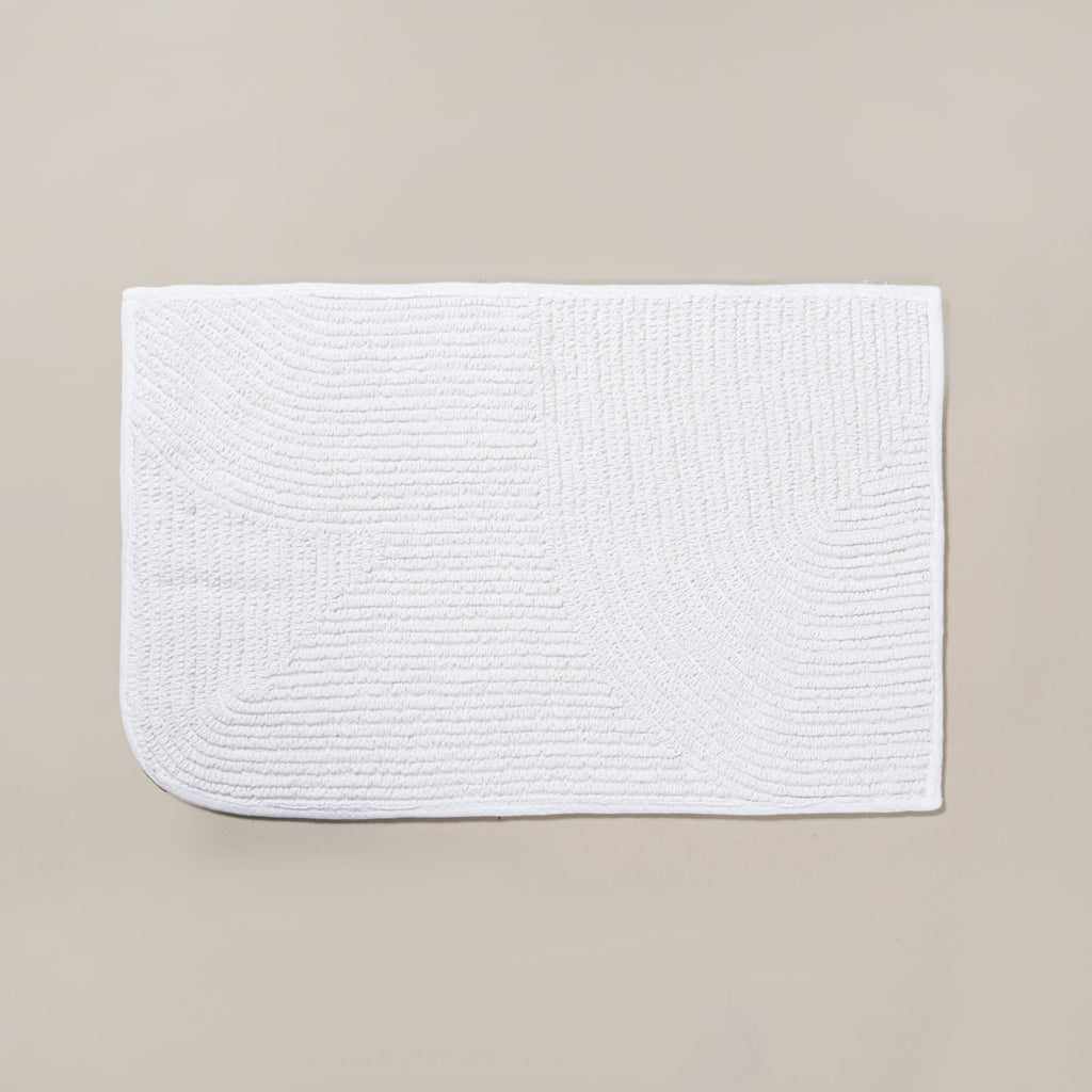 Ribbed Cotton Reversible Floor Mat White 82x50cm