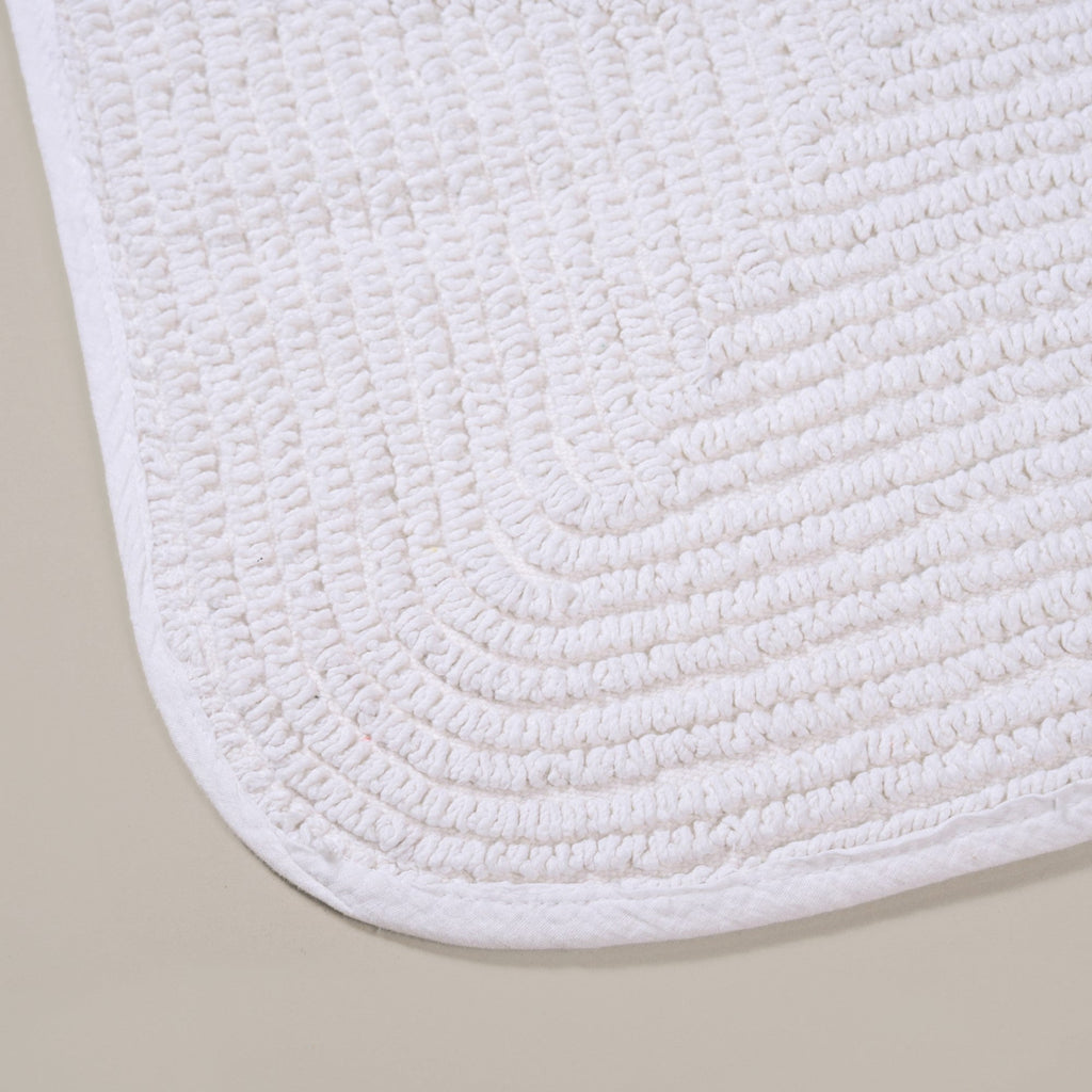 Ribbed Cotton Reversible Floor Mat White 82x50cm