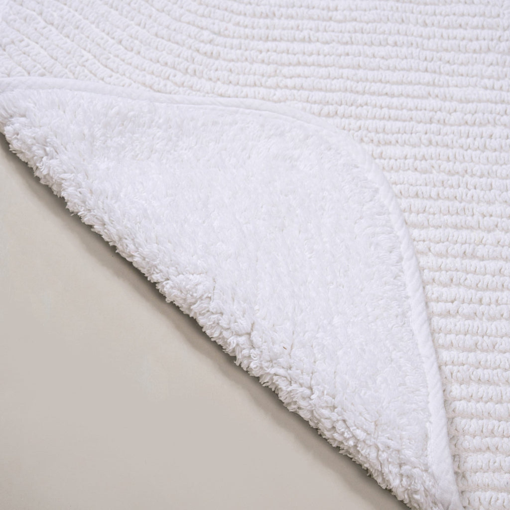 Ribbed Cotton Reversible Floor Mat White 82x50cm
