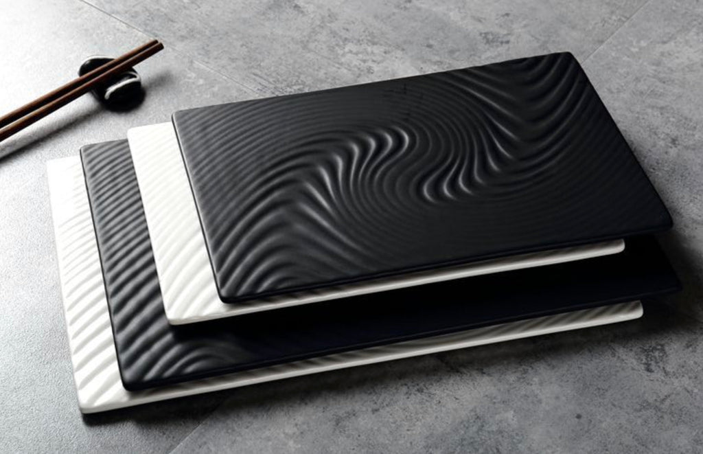 Black Serving Plate Texture Large