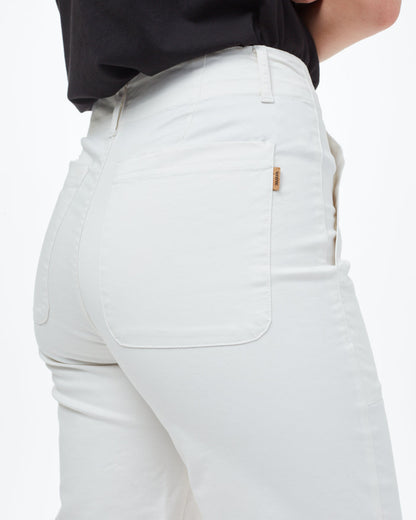 Twill Cropped Wide Leg Pant