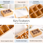 Multipurpose Wooden Storage Box With Compartments 21x16cm