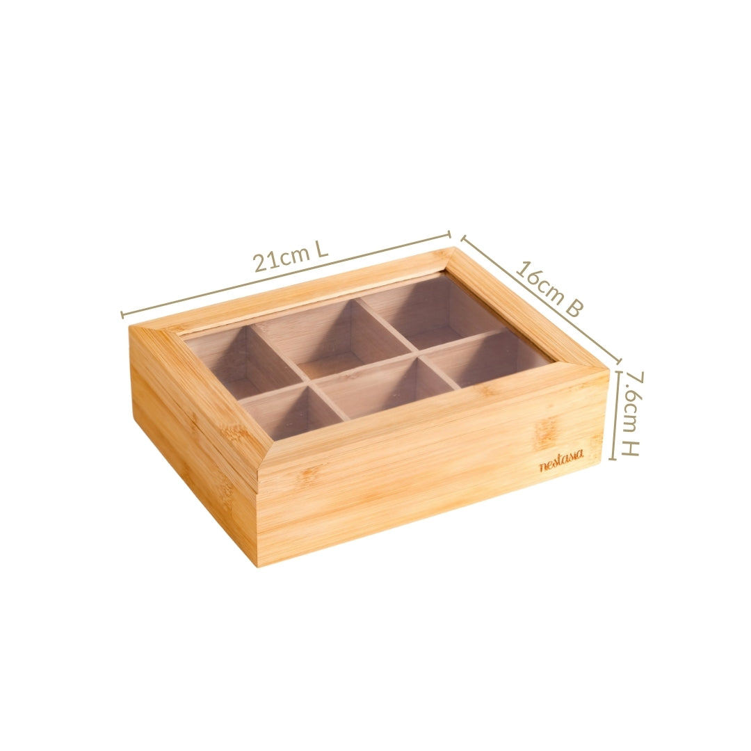 Multipurpose Wooden Storage Box With Compartments 21x16cm