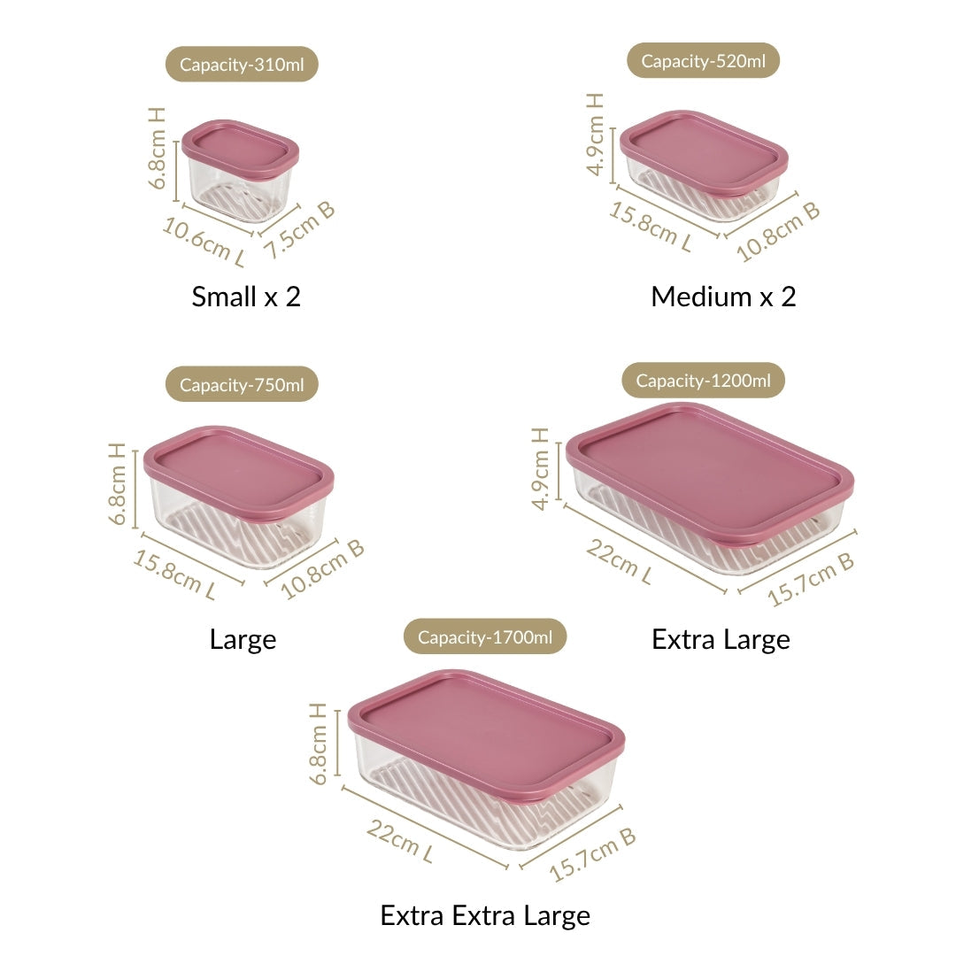 Groovo Stackable Food Storage Containers Set Of 7