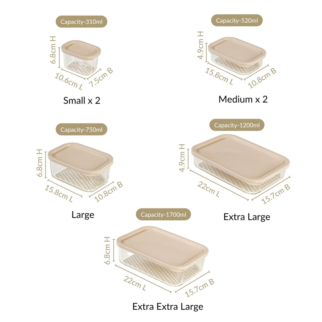 Groovo Premium Airtight Glass Containers Set Of 7