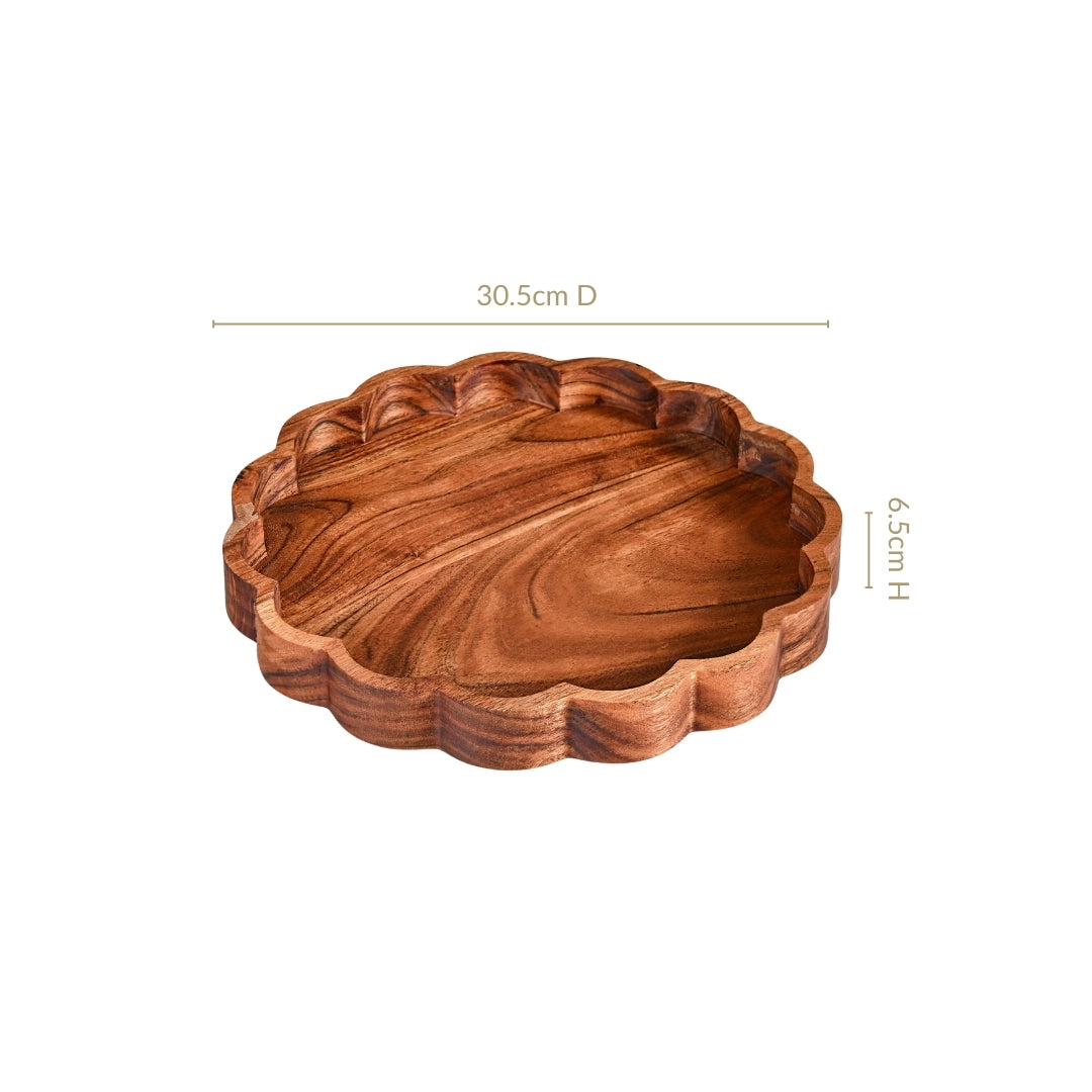 Acacia Scalloped Lazy Susan Serving Platter 30cm