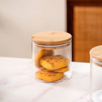 Fluted Storage Glass Jar Set Of 4 730ml