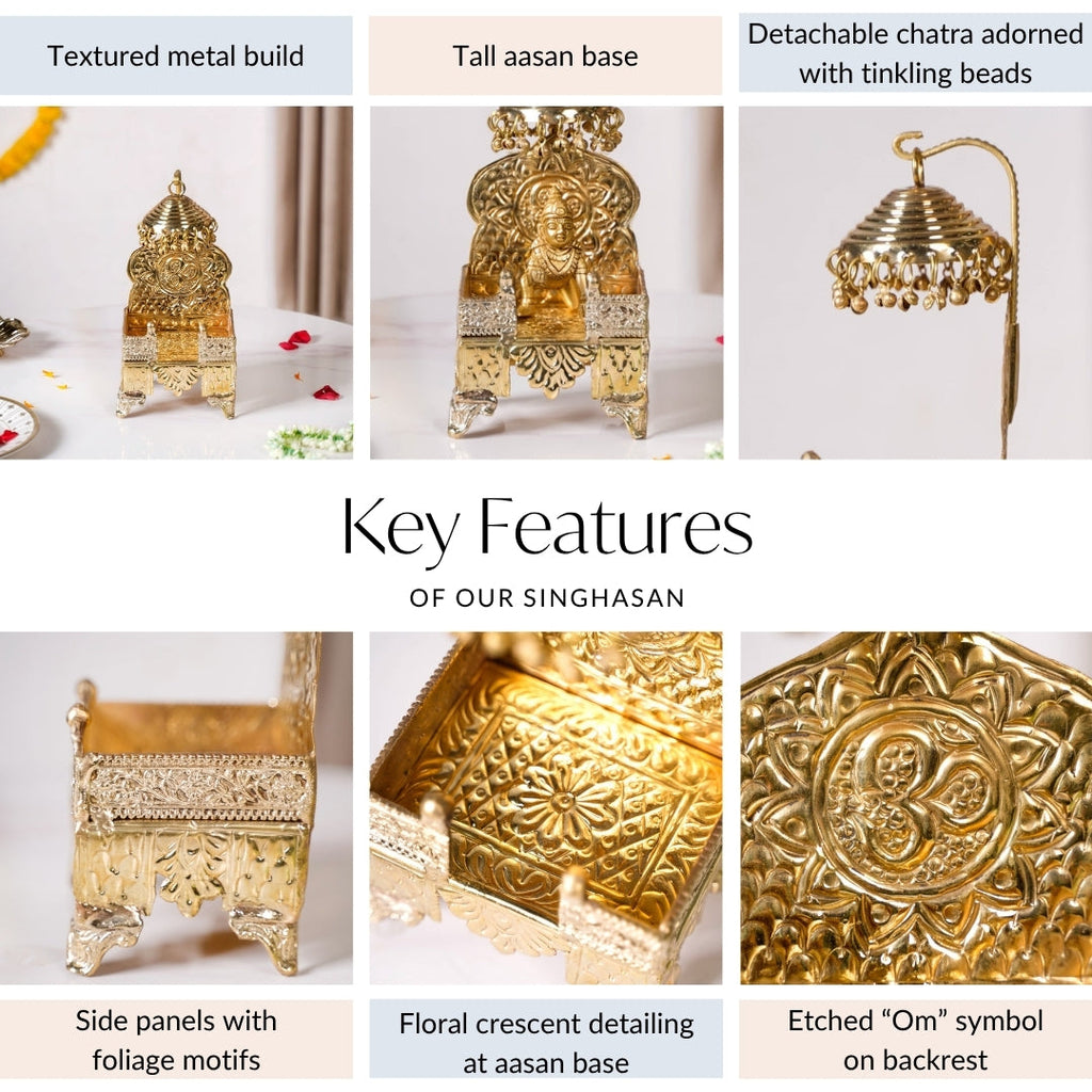 Brass Singhasan With Detachable Chatra