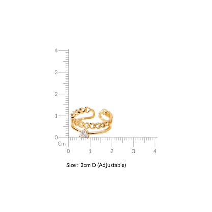All Hearts Studded Gold Ring