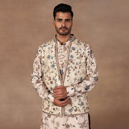 Almond Ivory Nehru Jacket Set | EAST