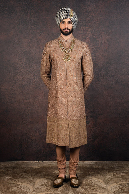 Almond Brown Sherwani Set | MURAQQA