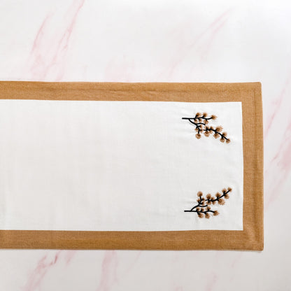 Midori Rustic Charm Cotton Table Runner In Brown 180x36cm