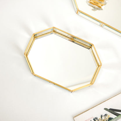 Gold Bordered Decorative Glass Tray