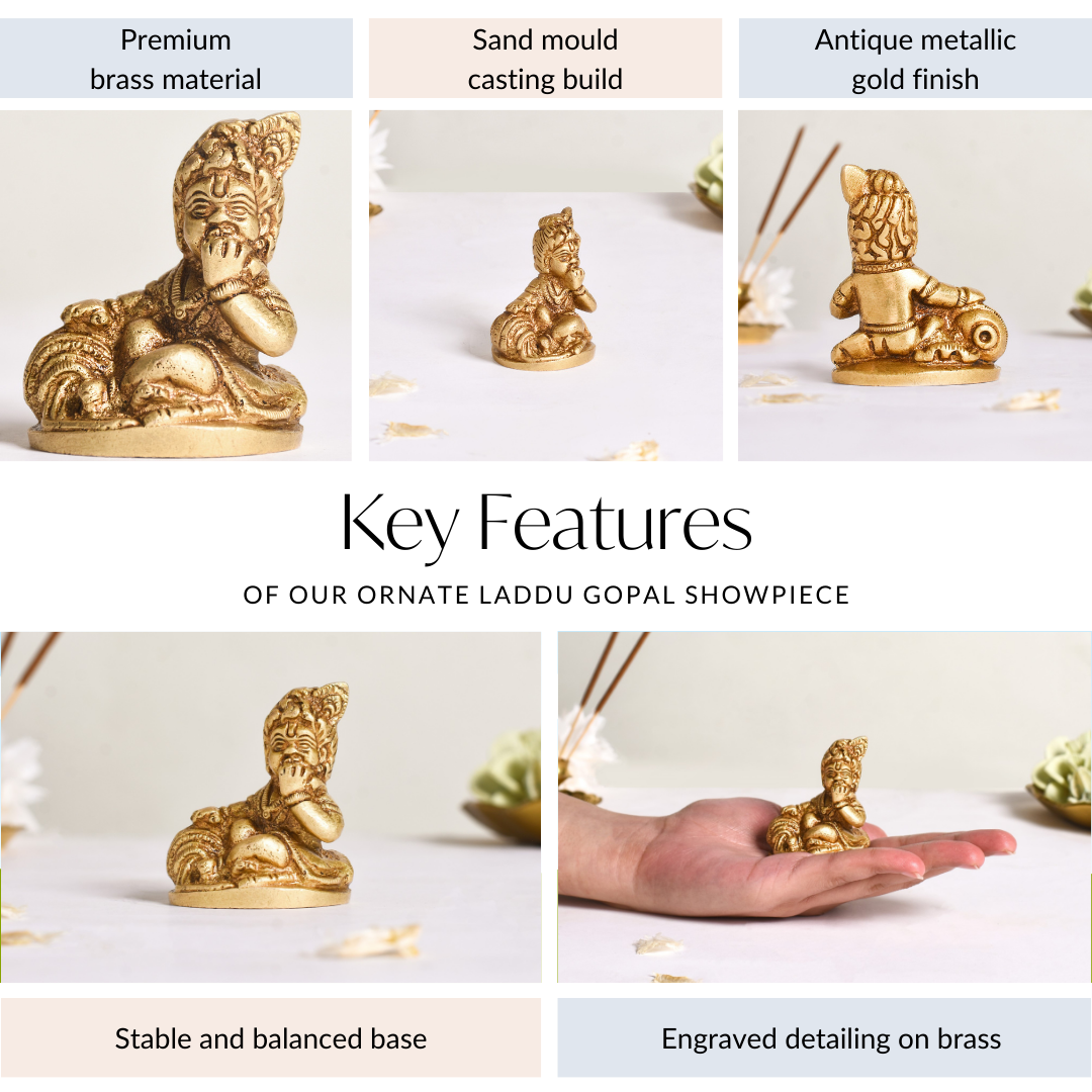 Pure Brass Laddu Gopal Idol 5cm