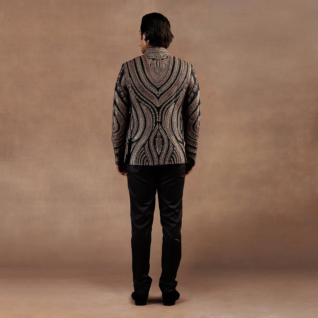 Antique Gold - Black Bandhgala Set | EAST